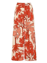 Load image into Gallery viewer, Women's Red Tropical Print One-Shoulder Ruffle Swimsuit &amp; Wide-Leg Pants Set