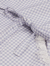Load image into Gallery viewer, 1950s Purple Plaid Lace Sleeveless Swing Dress with Pockets