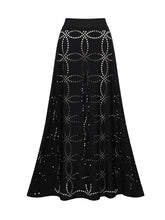 Load image into Gallery viewer, Black Eyelet Ruffle One Piece Swimsuit with Maxi Skirt 2 Piece Resortwear Set