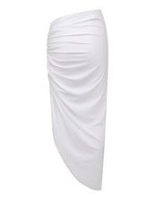 Load image into Gallery viewer, Women's White Lace Trim Bikini Bridal Swimsuit with Asymmetric Cover-Up Skirt