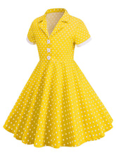 Load image into Gallery viewer, Kids Little Girls' Dress Pink Turn Down Collar Polka Dot Cotton 1950S Vintage Dress