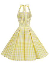 Load image into Gallery viewer, Red Plaid Halter Neck Vintage Dress