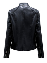 Load image into Gallery viewer, Women's Yellow PU Leather Motorcycle Coat with Zipper Pockets Moto Biker Jacket