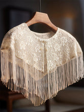 Load image into Gallery viewer, 1920s Flapper Cape Great Gatsby Costume Lace Shawl Fringe Tassel