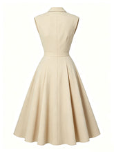 Load image into Gallery viewer, 1950s Vintage Sleeveless Collar Button-Down Swing Shirt Dress