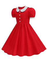 Load image into Gallery viewer, Kids Little Girls' Dress Peter Pan Short Sleeve Cotton 1950S Vintage Dress