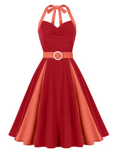 Load image into Gallery viewer, Barbiecore Pink Two-Tone 1950s Sweetheart Halter Neck Swing Dress