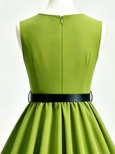 Load image into Gallery viewer, 1950s Vintage Lime Green Sleeveless Belted Swing Dress