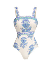Load image into Gallery viewer, Vintage Blue Medallion Print Swimwear Set