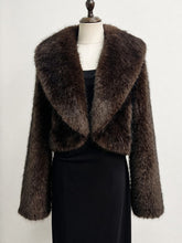 Load image into Gallery viewer, 1950s Vintage Cropped Faux Fur Evening Jacket - Retro Lapel Shrug Bolero