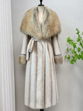 Load image into Gallery viewer, 1970s Vintage Brown Faux Fur Collar Belted Maxi Coat - Retro Long Winter Overcoat