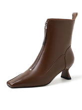 Load image into Gallery viewer, Women&#39;s Ankle Boots Black Zip Front Square Toe Kitten Heel Ankle Boots