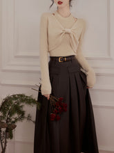 Load image into Gallery viewer, 2PS Apricot Sweater And Pleated Swing Skirt 1950S Vintage Outfits