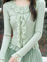 Load image into Gallery viewer, Green Lace Top with Layered Tulle Skirt Enchanted Garden Romantic Vintage Set