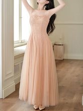 Load image into Gallery viewer, Balletcore Style Pink Mesh Flared Spaghetti Strap Maxi Dress
