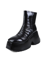 Load image into Gallery viewer, Off White Patent Leather Platform High-heeled Sock Boots Vintage shoes