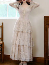 Load image into Gallery viewer, White V-Neck Lace Layered Vintage 1950S Swing Victoria's Fairy Dress
