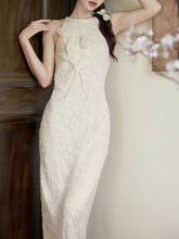 Load image into Gallery viewer, 2PS White Flower Handmade Vintage 1940S Dress and Cardigan Suit
