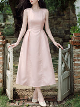 Load image into Gallery viewer, Pink Crew Neck Audrey Hepburn Inspired Vintage Dress