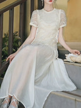 Load image into Gallery viewer, Cream Vintage Victorian Lace Maxi Dress