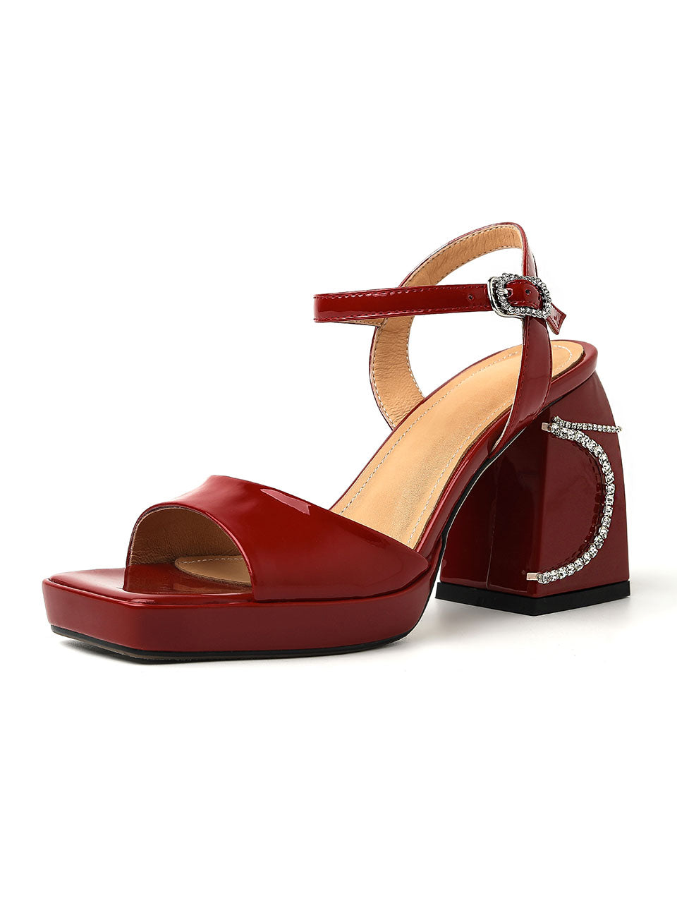 Women's  Square Toe Bow Chunky Heel Sandals Leather Vintage Shoes
