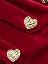 Load image into Gallery viewer, Burgundy Love Heart Gold Button 1950S Vintage Dress