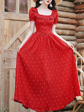 Load image into Gallery viewer, 1950S Vintage Red Polka Dots Square Collar Swing Dress