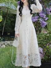 Load image into Gallery viewer, White V-Neck Long Sleeve Lace Vintage Wedding Dress