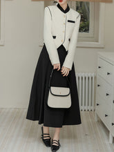 Load image into Gallery viewer, 2PS White and Black Tweed Coat With Swing Skirt 1950S Vintage Audrey Hepburn&#39;s Style Outfits