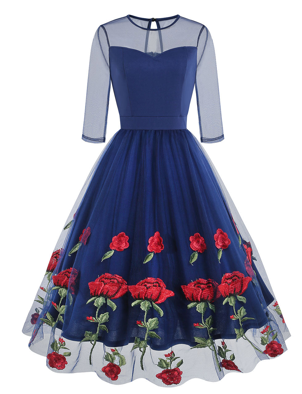 strapless open back dress Women's 50s 60s A Line Rockabilly Dress Vintage Swing Party Dress – Hiipps main image 0