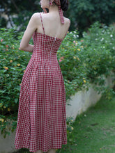 Load image into Gallery viewer, Red Plaid Strap Vintage 1950S Swing Dress