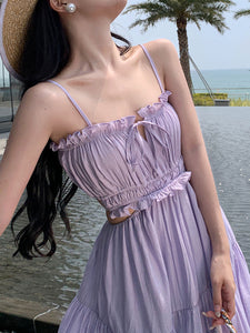 Women's Bohemian Purple Cutout Back Bohemian Dress Maxi Dress