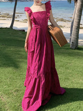 Load image into Gallery viewer, Women&#39;s Bohemian Rose Ruffles Sleeveless A Line Summer Embroidery Fabric Maxi Dress