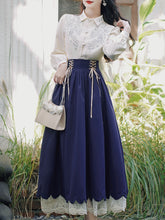 Load image into Gallery viewer, 1950S Vintage Embroidered Puffed Sleeve Shirt And Swing Skirt Set