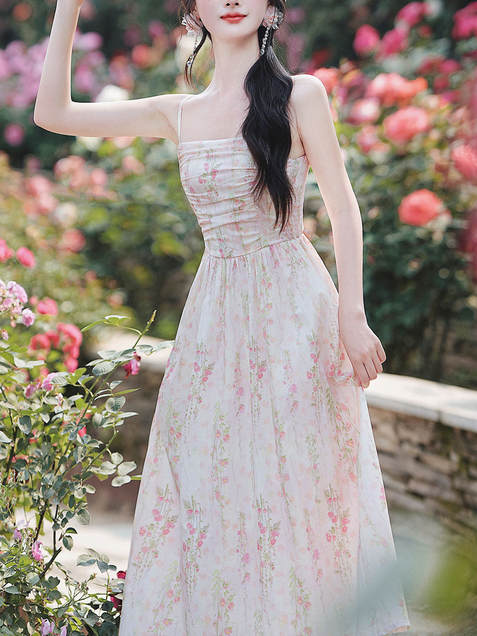 pink cottagecore dress Vintage Embroidered Pink Cottagecore Dress