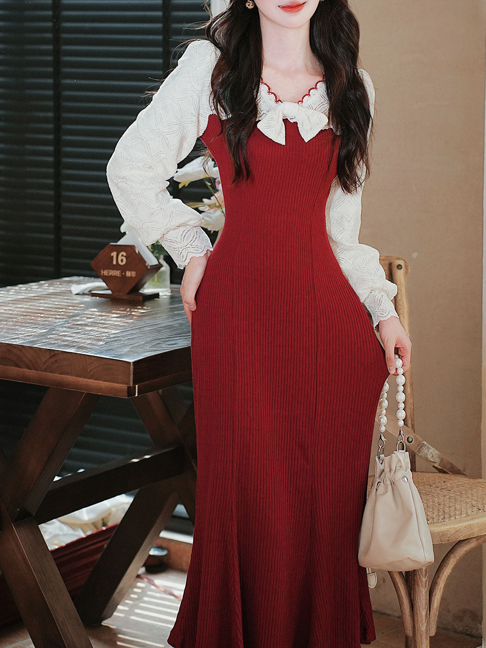 1940S Red High Waist Knitted Sweater Long Sleeve Vintage Dress Jolly Vintage 1940S Red High Waist Knitted Sweater Long Sleeve Vintage Dress Jolly Vintage