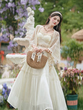 Load image into Gallery viewer, White Bohemian Embroidered Retro Maxi Dress 1970S Vintage Set