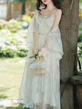 Load image into Gallery viewer, White Bohemian Retro Suspender Top Tassel Skirt 1970S Vintage Set