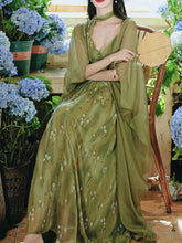 Load image into Gallery viewer, 2PS Moss Green Floral Chiffon Maxi Dress with Matching Cardigan