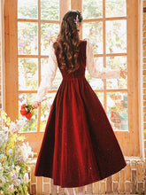 Load image into Gallery viewer, 50s Retro Christmas Red  Lace with Sequin Velvet Vintage Dress
