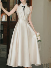 Load image into Gallery viewer, 1950s Vintage Halter A-line Gown with Lace Satin Dress