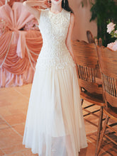 Load image into Gallery viewer, White Lace Patchwork Mesh Vintage Dress