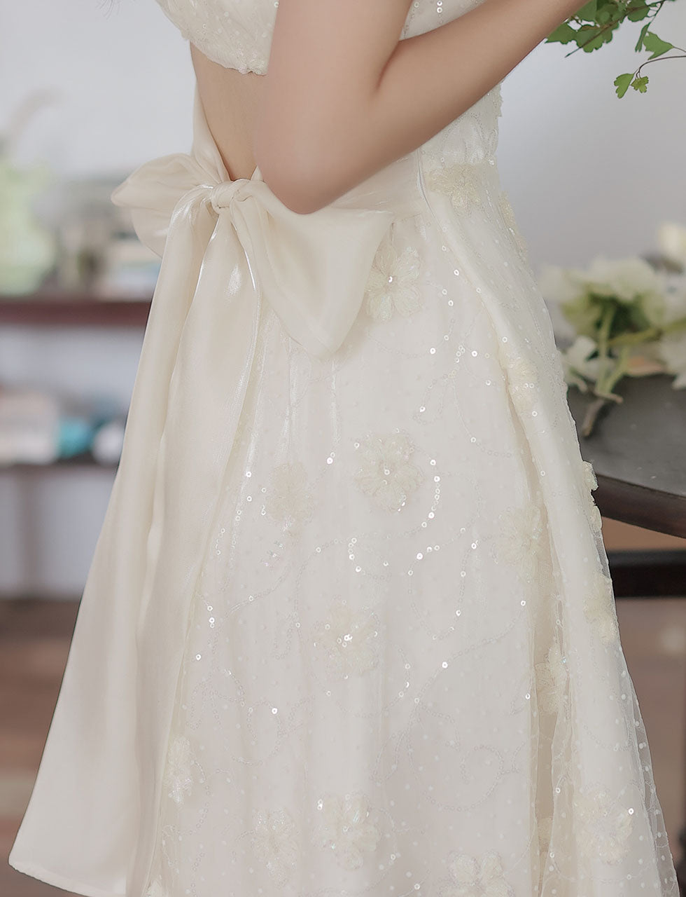 short white vintage dress 60s-inspired Vintage Sleeveless Lace Short Wedding Dresses loveangeldress