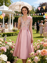 Load image into Gallery viewer, Mrs. Maisel Style Pink V-Neck Satin 1950s Vintage Gown