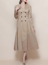 Load image into Gallery viewer, Khaki Vintage Style Double Breasted Trench Dress Coat