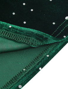 Christmas Green Square Collar Sequins Velvet 1950S Vintage Swing Dress