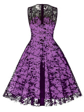Load image into Gallery viewer, 1950S Lace Semi-Sheer Flocking Printing Vintage Dress