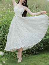 Load image into Gallery viewer, White Feather Spaghetti Strap Fairy Princess Dress and Translucent Cardigan