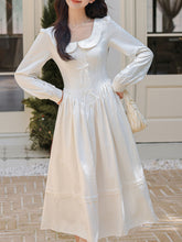 Load image into Gallery viewer, Vintage White Peter Pan Collar Long Sleeve Swing Dress
