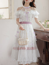 Load image into Gallery viewer, Elegant Victorian White Lace Off-Shoulder Dress